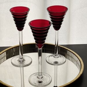 Vintage | 3 | Footed | Beehive shaped   L/ Ribbed Liqueur or Shot Glasses ❣️